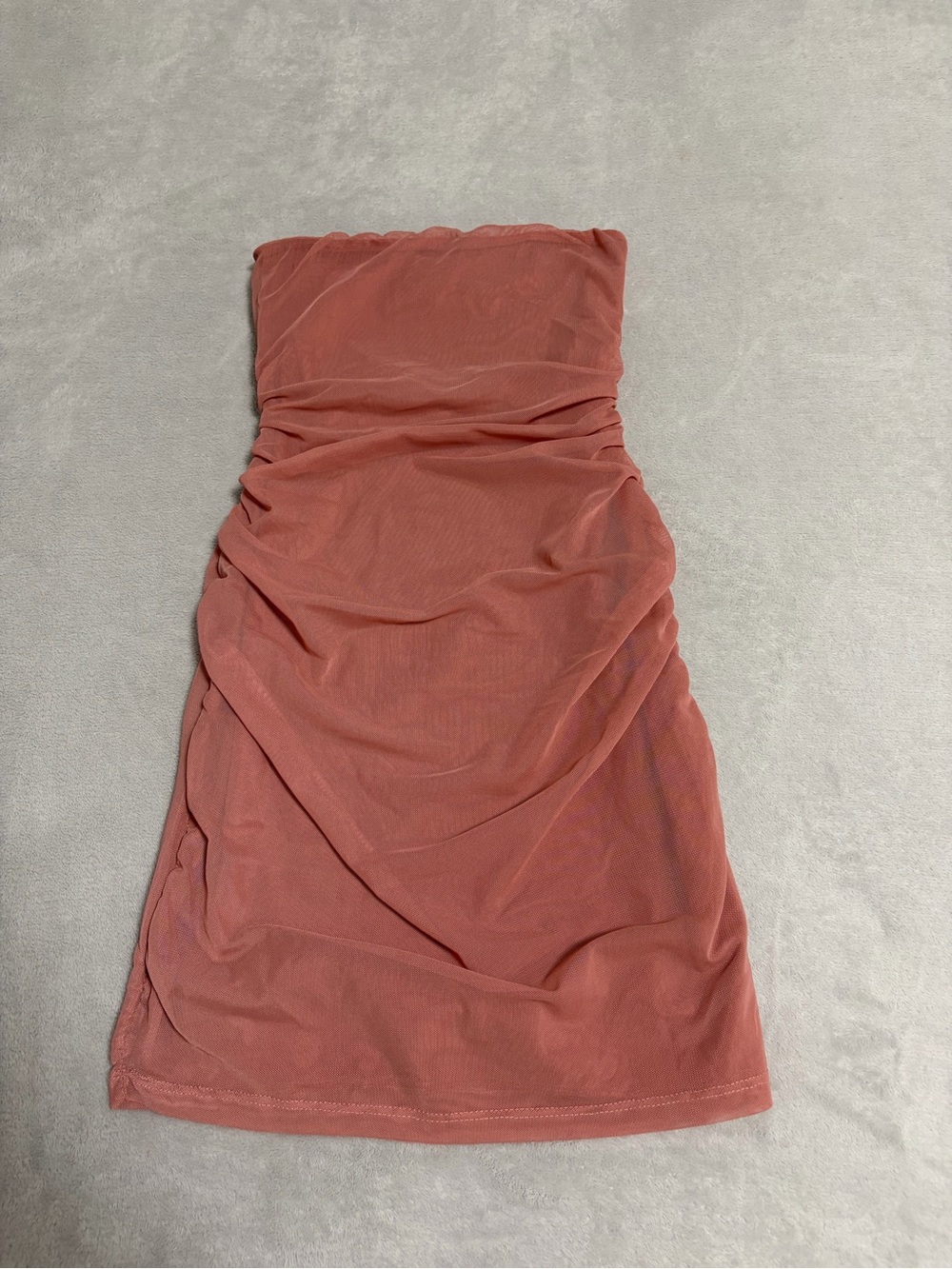 Strapless Ruched Coral Dress